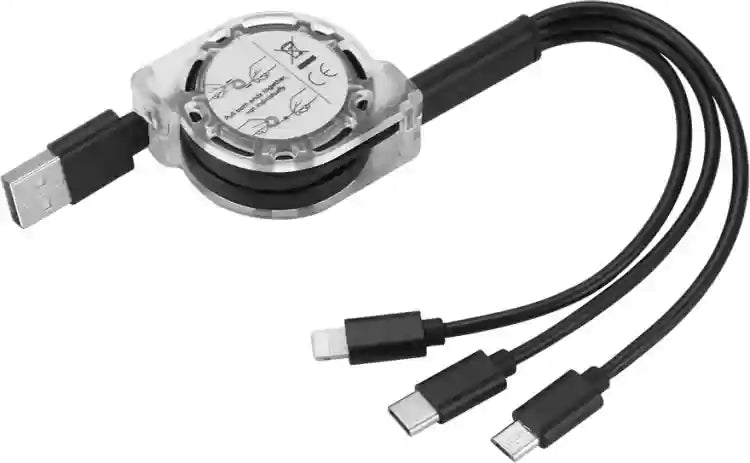 Universal Retractable  3 in 1 Multi Charging  Data Cable