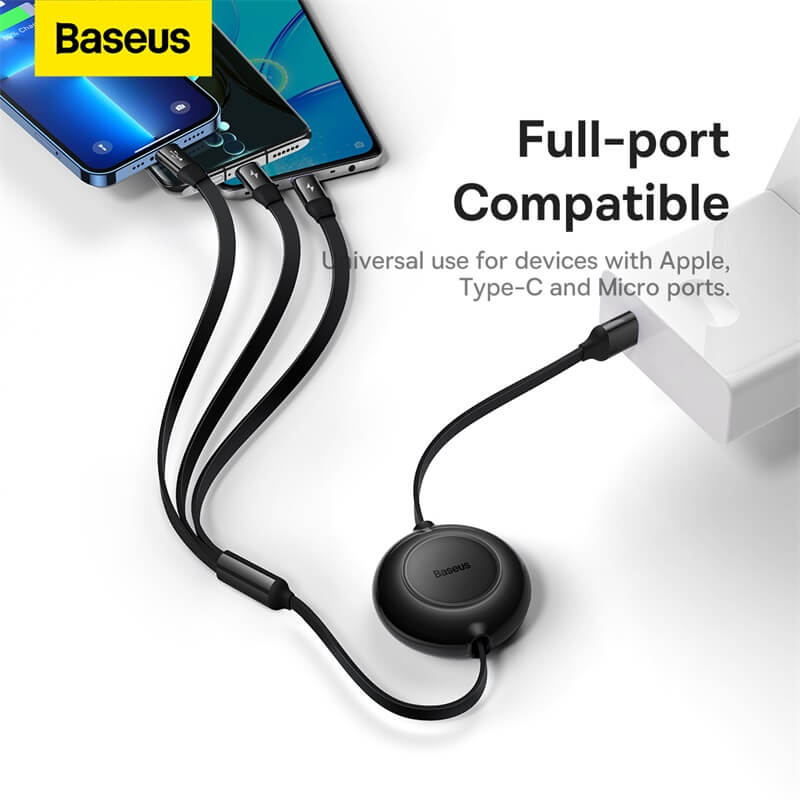 Universal Retractable  3 in 1 Multi Charging  Data Cable