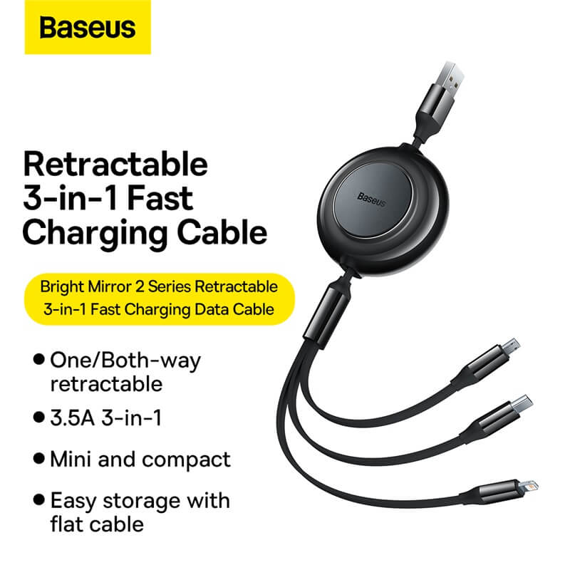 Universal Retractable  3 in 1 Multi Charging  Data Cable