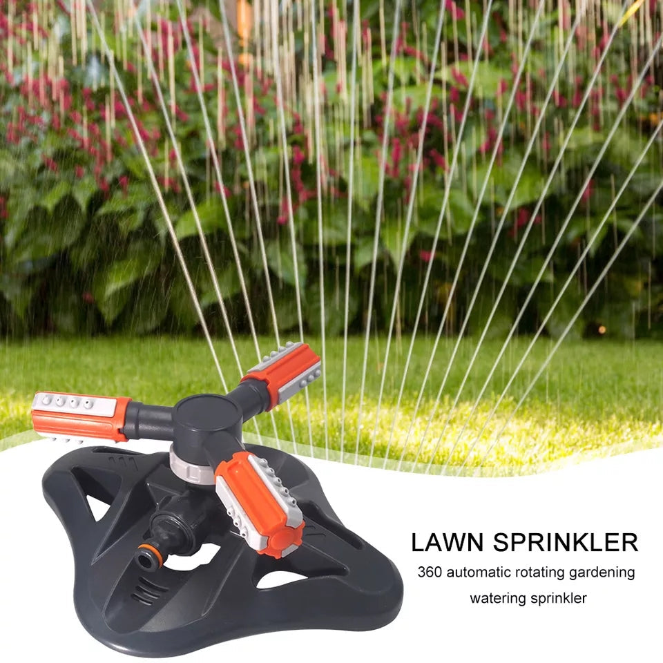 360 Rotating Grass Lawn Water Sprinkler 3 Arms Nozzles