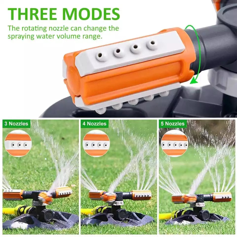 360 Rotating Grass Lawn Water Sprinkler 3 Arms Nozzles