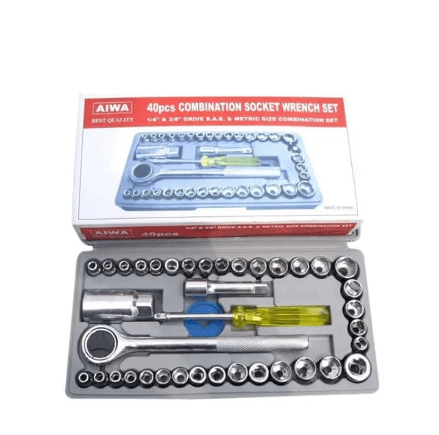 40 Pcs Combination Socket Wrench Set Tool Kit